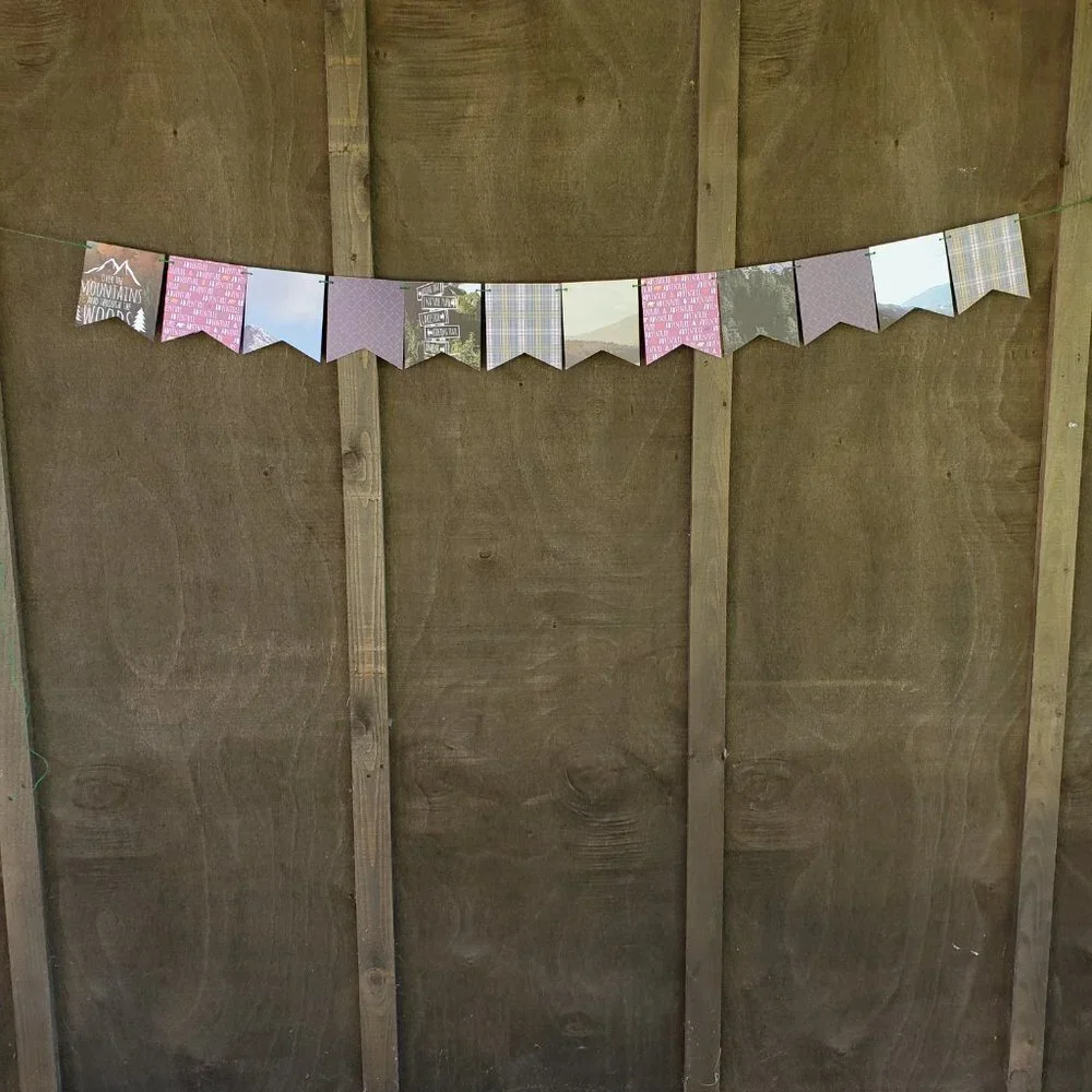 Mountain Banner Set | Camping Theme, Adventure Awaits Baby Shower Decorations